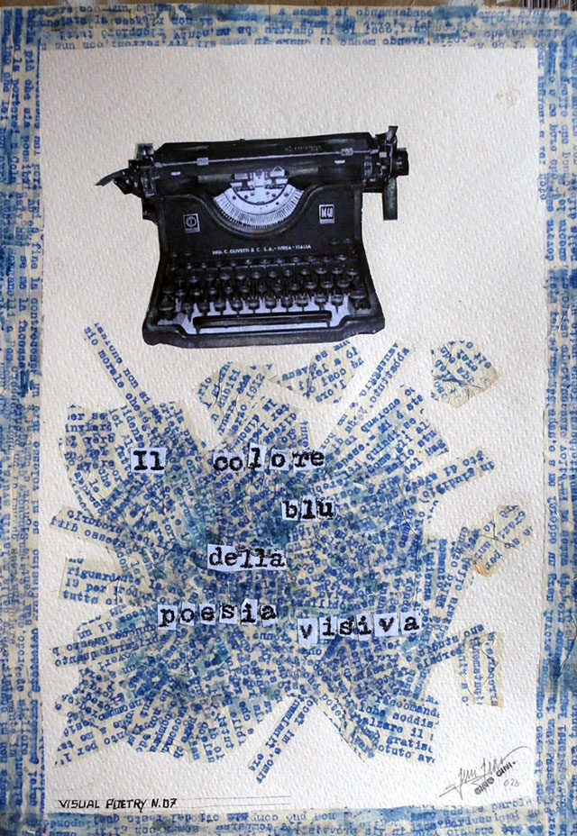 'Scrittura Attiva' (Active writing), collage on canvas paper, 30x21cm, 2020